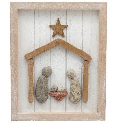 25cm Nativity Pebble Plaque
