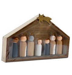 S/7 Wooden Nativity Ornaments
