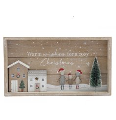 Wooden Festive Family Pebble Plaque 33.5cm