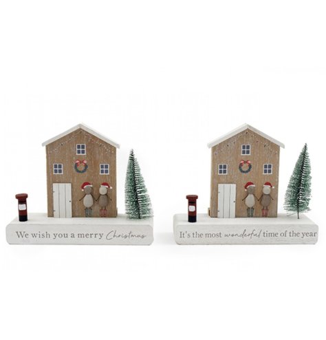 20cm Wooden House w/ Pebble People