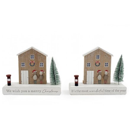 20cm Wooden House w/ Pebble People