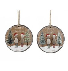 10cm Pebble Xmas Hanging Plaque