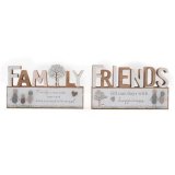 An assortment of 2 standing plaques, each with a quote about family/friends with pebble designs. 