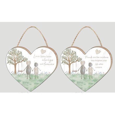 2/A Heart Plaque Friends & Love Pebble Design, 23cm