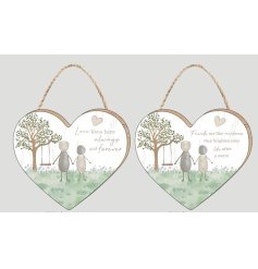 2/A Heart Plaque Friends & Love Pebble Design, 23cm