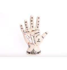 A Phrenology style hand ornament with a crackle effect finish.