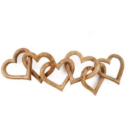 Wooden Heart Chain, 50cm