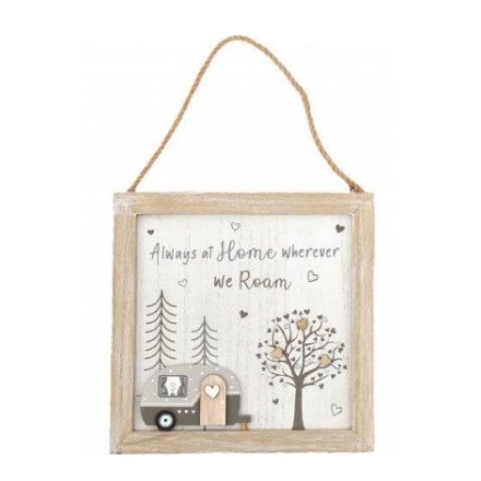 Small Wooden Hanging Caravan Plaque, 18cm