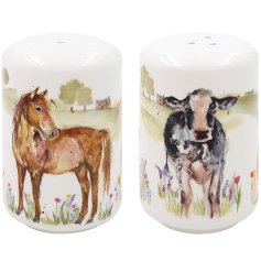 These adorable Salt and Pepper shakers feature a classic farmyard design.