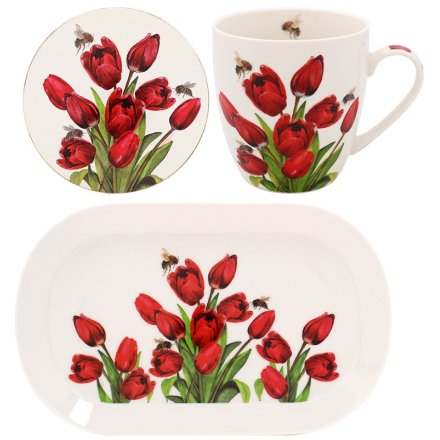 Introducing the perfect gift - the Tulip China Mug, Coaster And Tray set.