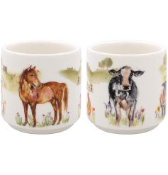 Enjoy your boiled eggs in style with our Farmyard Egg Cups.