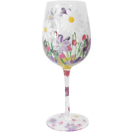Floral Wine Glass