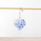 A chic hare design hanging heart in a rich blue hue. 