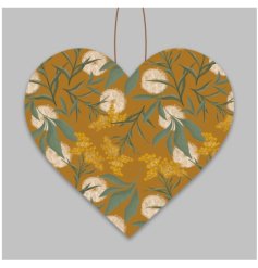 Yellow Hanging Heart Deco, 10cm