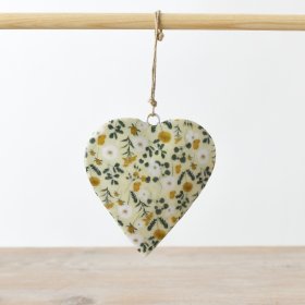 A pretty floral heart decoration with a jute string hanger and wild flower design. 