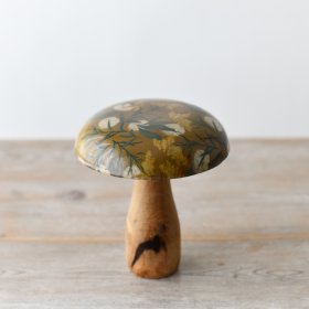 15cm Wooden Autumnal Mushroom w/ Glazed Top