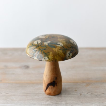 Wooden Mushroom w/ Autumnal Glazed Top 15cm