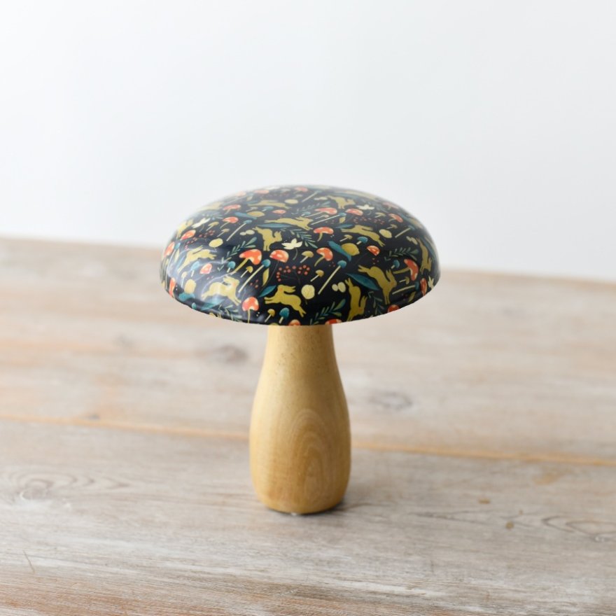 15cm Wooden Mushroom w/ Woodland Print