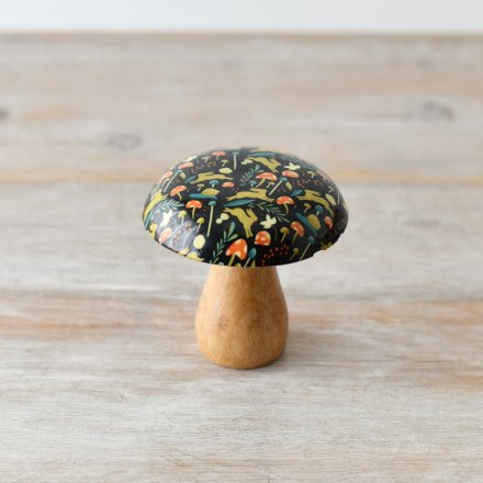 10cm Mushroom w/ Black Woodland Print