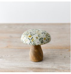A unique mushroom ornament in white springtime pattern