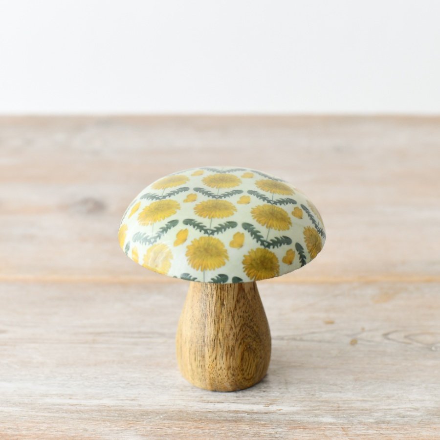 Floral Wooden Mushroom, 10cm