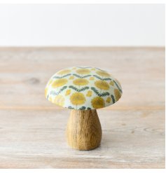10cm Wooden Glazed Sunflower Mushroom