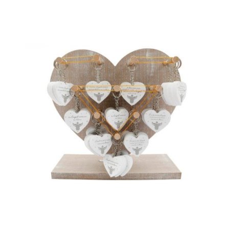 Wooden Angel Keyring w/ Heart Stand 4.5x5cm