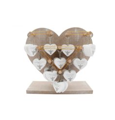 Wooden Angel Keyring w/ Heart Stand 4.5x5cm