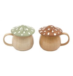 A charming collection of two mug sets shaped like mushrooms
