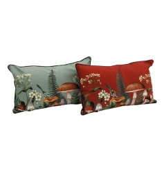 A mix of 2 stylish and cosy cushions with a botanical and toadstool woodland design. 