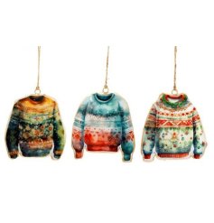 Enamel Xmas Sweater Hangers 3/a