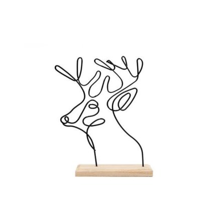 Wire Deer Head Ornament 19cm