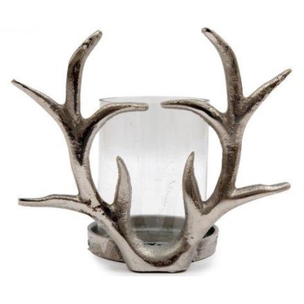 Glass Antler Candle Holder, 17cm 