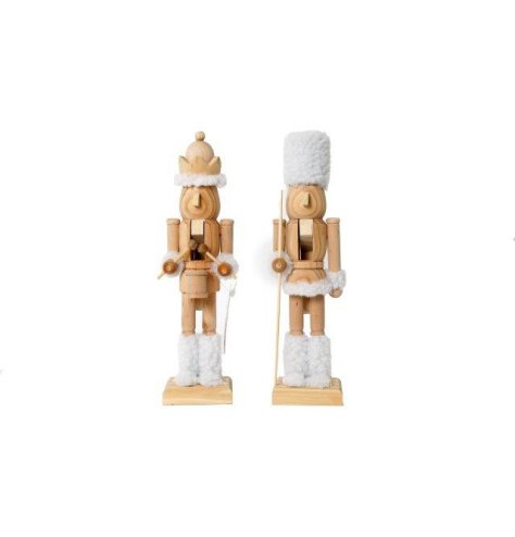 2A White Sherpa & Wood Nutcracker, 25cm