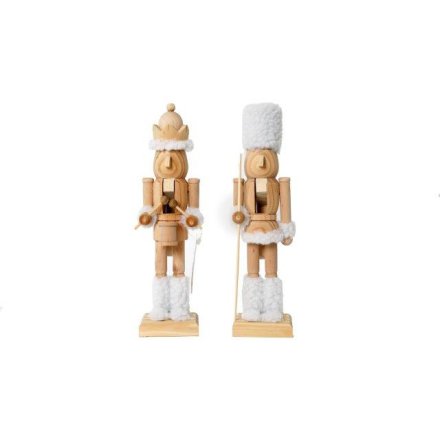 2A White Sherpa & Wood Nutcracker, 25cm