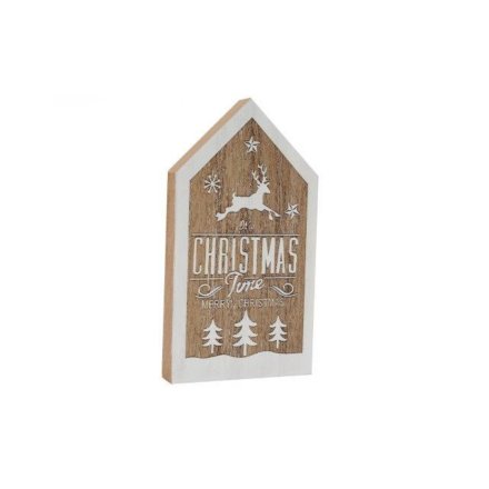 Christmas House Sign, 16cm Wood