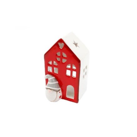 Xmas House Tea Light Holder with Santa, 14.5cm