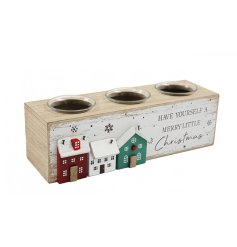 Bring a cozy feel to your home this christmas with this tealight holder featuring houses 
