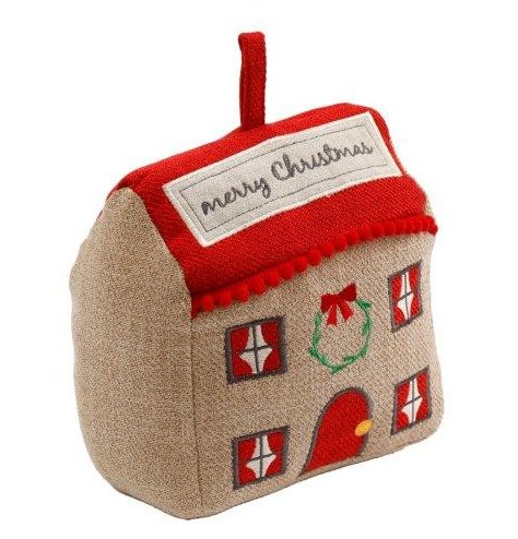 Immerse yourself in holiday cheer with this charming cottage-themed door stop. 
