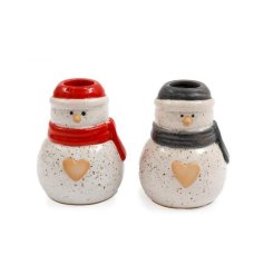 9cm Snowman Dinner Candle Holders Mix
