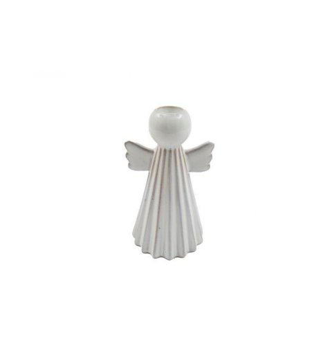 Add a charming addition to your home with this sweet little angel decoration, featuring matte white tones and heart deca