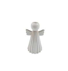 Add a festive feel to your home with this charming candle holder in white, featuring a sweet angel holding a star and co