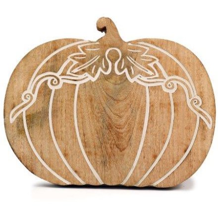 Wood Chopping Board In Pumpkin Shape, 35cm