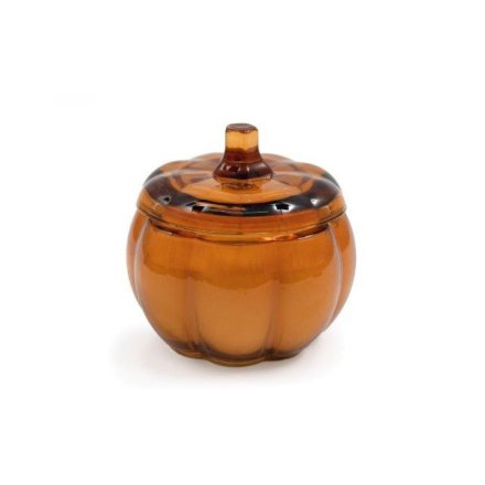 Glass Pumpkin Candle pot, 12.5cm 
