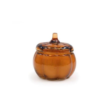 Pumpkin  Glass Candle pot, 8.5cm 