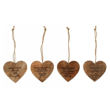 4/a Hanging Hearts w/ Quotes, 14cm 