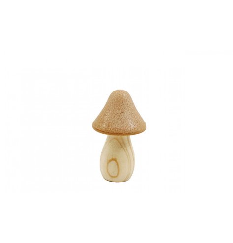 A nature inspired decoration in the shape of a mushroom, decorated in a cream 