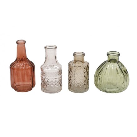 S/4  Posy Vase Bottles, 12.5cm