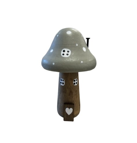 Grey Mushroom Woodland House, 12.5cm