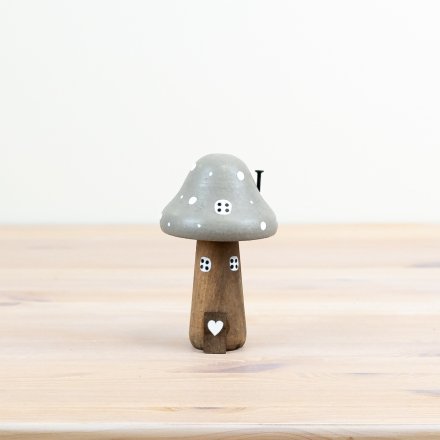 Grey Mushroom Woodland House, 12.5cm